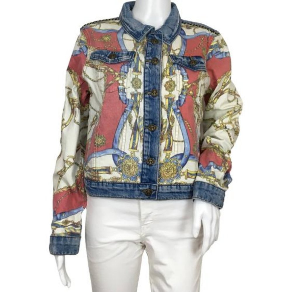 NWT Desigual Women’s Jackets Print Chaq Belt & Chain Details Multicolor Sz 42
